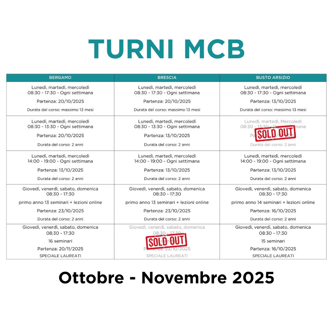 Nuovi turni MCB in partenza tra ottobre e novembre 2025!